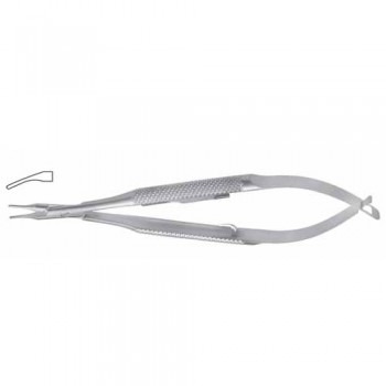 Barraquer Micro Needle Holder Curved - Very Delicate - Round Handle - With Lock Stainless Steel, 13 cm - 5"